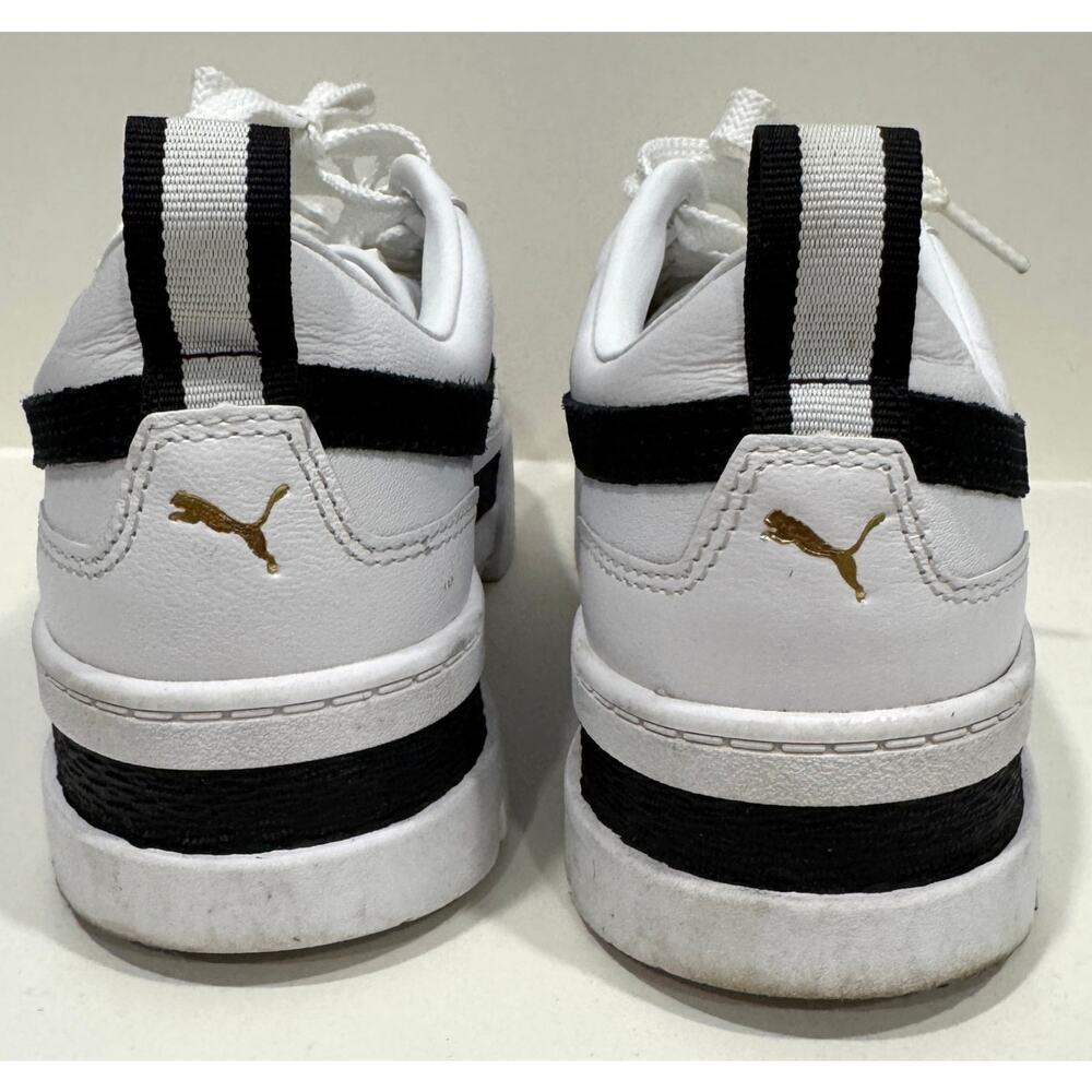 PUMA Mayze Leather Platform White Sneakers Retro Streetwear Size W7.5 - Picture 5 of 8